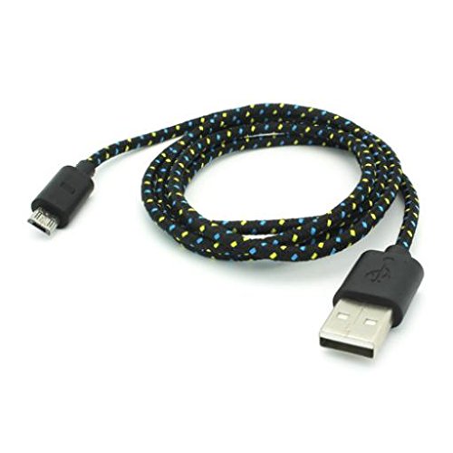 Black Braided 10ft Long USB Cable Rapid Charger Sync Wire Durable Data Sync Cord Micro-USB for T-Mobile LG K10 - T-Mobile LG K20 Plus - T-Mobile LG K7 - T-Mobile LG Leon - T-Mobile LG Optimus F6