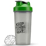 Amazon.co.uk Active 100 Protein Shaker Bottle for Shakes, 600ml | Wide Mouth, BPA Free, Dishwasher Safe, Non-Drip Shaker for Protein Shakes | Gym Bottle for Men & Women - Pre-Workout & Cycling (Black & Green) #ad #ad