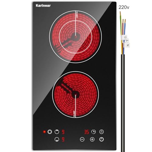 Karinear 2 Burner Electric Cooktop 12 Inch, Dropin Electric Radiant