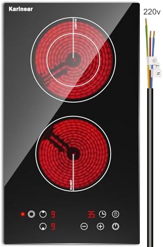 Karinear 2 Burner Electric Cooktop 12 Inch, Drop-in Radiant Cooktop