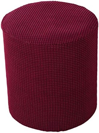 perfk Round Pouffe Cover Footstool Storage Covers Stool Pouf Stretch Covers, Machine Washable (Large, 58-65cm), Gray