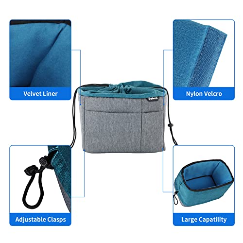 Selens Camera Bag for Backpack, Shockproof DLSR SLR Insert Case Bag, Water Resistant Protection Organizer Inner Bag for SLR DSLR Mirrorless Cameras, Lenses, Cable and Other Photography Gear, Blue-Grey by Selens - Image 4
