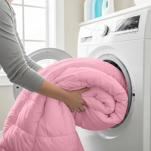 Image of Utopia Bedding Comforters Twin Size, All Season Duvet Insert, Down Alternative Box Stitched Bed Comforter with Corner Tabs, Machine Washable (Pink)