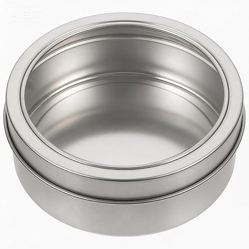 Garneck Magnetic Spice Jars for Refrigerator Portable 3oz Round Aluminum Storage Containers with Magnetic Back Metal Tins with Screw Tops for Kitchen Organization