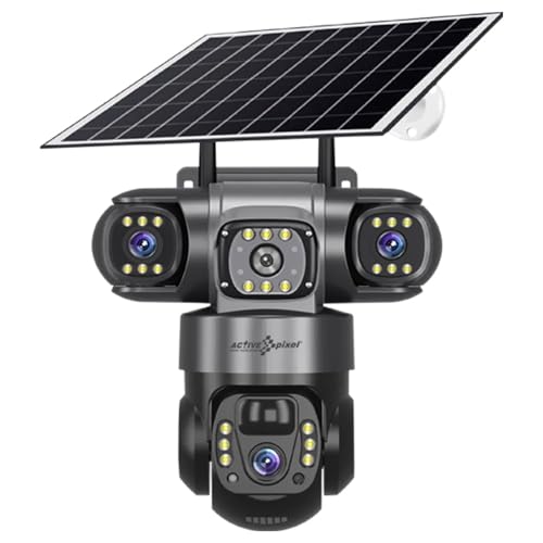 Image of Active Pixel 4G Solar Powered 4MP CCTV Camera with 2+1 Lens | PTZ 360 Wireless Outdoor Security Camera | Motion Detection, SIM Card Slot, 2-Way Audio, IP66 Waterproof - G12