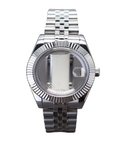 1 szt. 36 mm 40 Męska koperta zegarka, 5-ogniwowa bransoleta do NH35, NH36, NH34, NH38, mechanizmu Miyota 8215, tarcza 28,5 Oyster Datejust(Glass bottom cover 1,40mm Miyota 8215)
