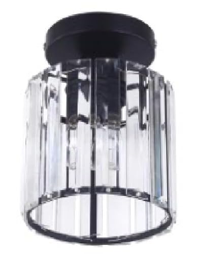 FRIXCHUR Crystal Chandelier Ceiling Light, Black, 5.1 Inch Diameter, E27 Bulb Socket (Bulb Not Included)