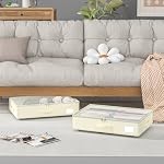 Under Bed Storage with Wheels, No Assemble Required 5.5 inches height beige under bed storage bins,Low Profile Rolling Underbed Shoe Storage containers，dorm underbed storage drawers - Image 3