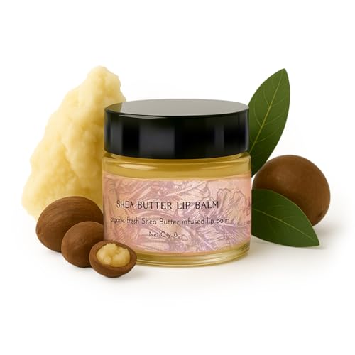 Image of Kridha Organic Shea Butter Lip Balm for Dry & Chapped Lips - Deep Moisturizing & Nourishing Lip Care with Natural Shea Butter - Smooth, Soft & Hydrated Lips - Chemical-Free, Non-Sticky Lip Balm for Men & Women - 8g