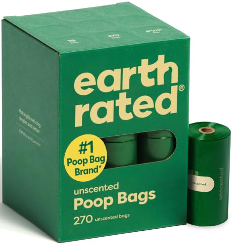 Earth Rated Dog Poop Bags on Refill Rolls, 270 Bags, Unscented