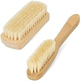 TAKAVU Leather & Upholstery Cleaning Brush Set, Pure White Boar Hair Bristle, to Clean Car Seats, Leather Sofas, for Alcantara, Interiors, Furniture, Boots, Shoes, Bags and More