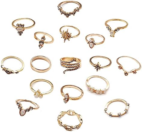 RINHOO FRIENDSHIP 10PCS Bohemian Retro Vintage Crystal Joint Knuckle Ring Sets Finger Rings