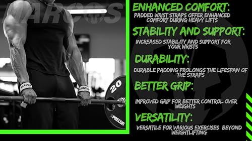 Image of Premium 100 % Genuine Leather Weightlifting Gym Straps with 5mm Neoprene Padded Wrist Support Heavy Duty Double Stitched, Deadlifting, Powerlifting Gym Accessories for Men and Women with 54 CM Hand Bar Grip Extra-long length (Green)
