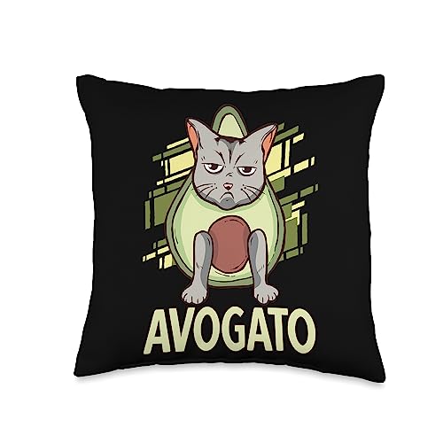 Avogato Avocado Vegan Cat Throw Pillow