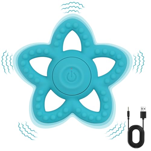 Vibrating Sensory Toys for Kids with Autism,Autism Support & Oral Development, USB Rechargeable Teether for Toddlers(Bluish Green Star)