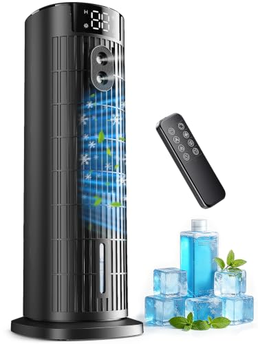 【Timer flessibile e flusso d'aria a vasta area】: pianifica il comfort con impostazioni flessibili del timer di 2/4/6/8/10 ore. Combinato con un'oscillazione a grande angolo di 90°, il raffreddatore d'aria portatile promuove una distribuzione uniforme dell'aria in tutta la stanza, migliorando la circolazione dell'aria complessiva senza la necessità di una regolazione manuale costante