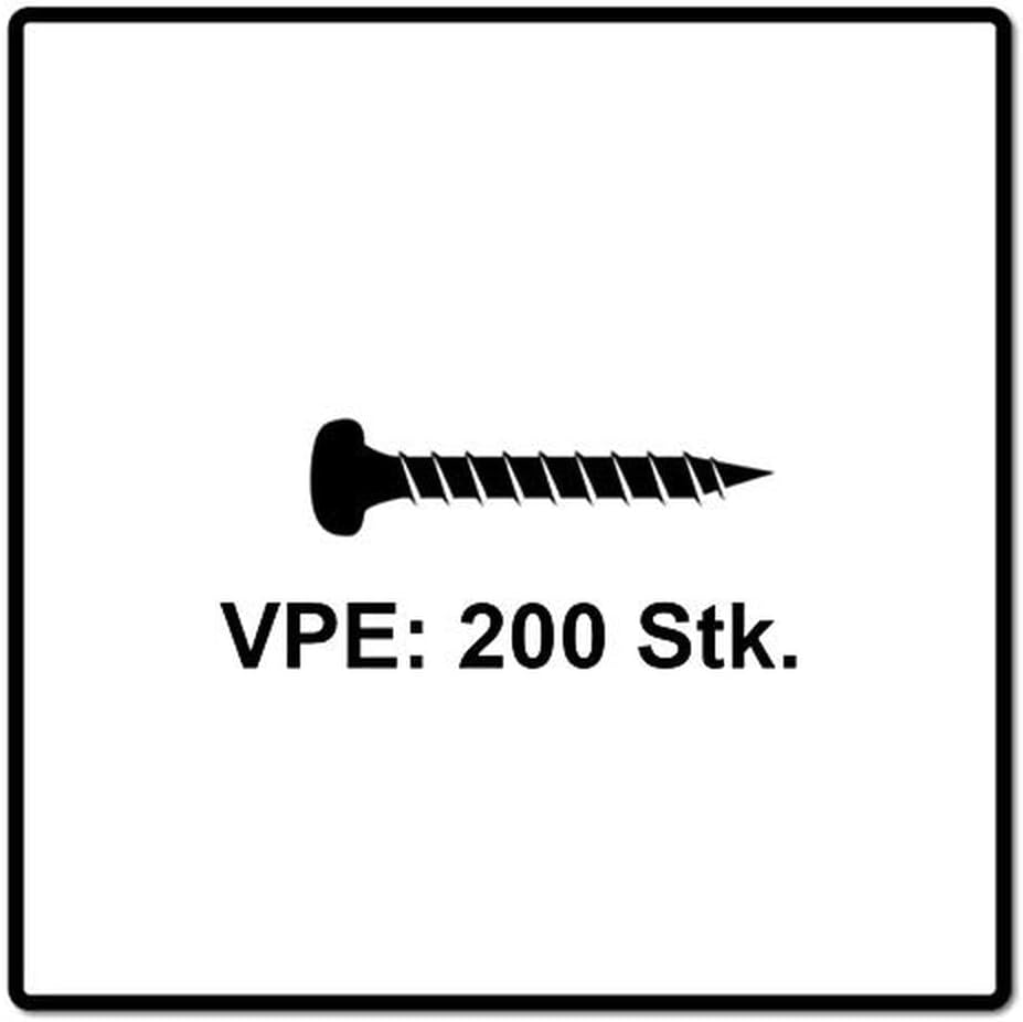 fischer 200 x Chipboard Screws Power-Fast II 4.0 x 50 Pan Head with Inner Star TX Fully Threaded Galvanised Blue Passivated (Item No. 670240)