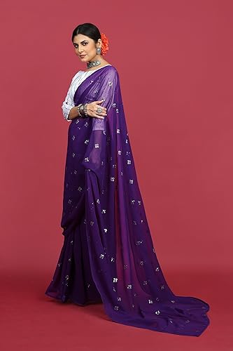 Image of Glory Sarees Women's Georgette Embroidery Saree With Blouse Piece (GLF721 Parent)