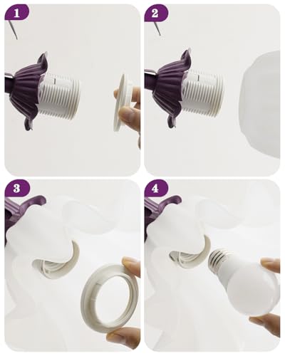 Image of WERFOP Flower Table Lamp Cute Desk Lamp for Bedroom Home Decor (Purple)