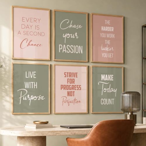 Image of kotart Motivational Quote wall frames for hanging, Home decor paintings living room, bed | Poster with glass Set of 6 Multicolo (14X20 Inch, D)
