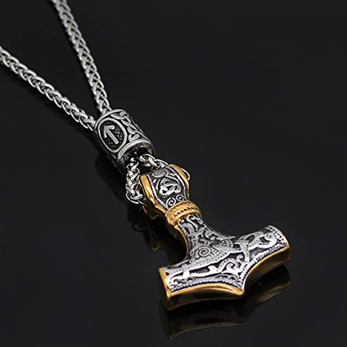 Viking thor hammer mjolnir necklace for men rune amulet noridc jewelry viking gift for men4