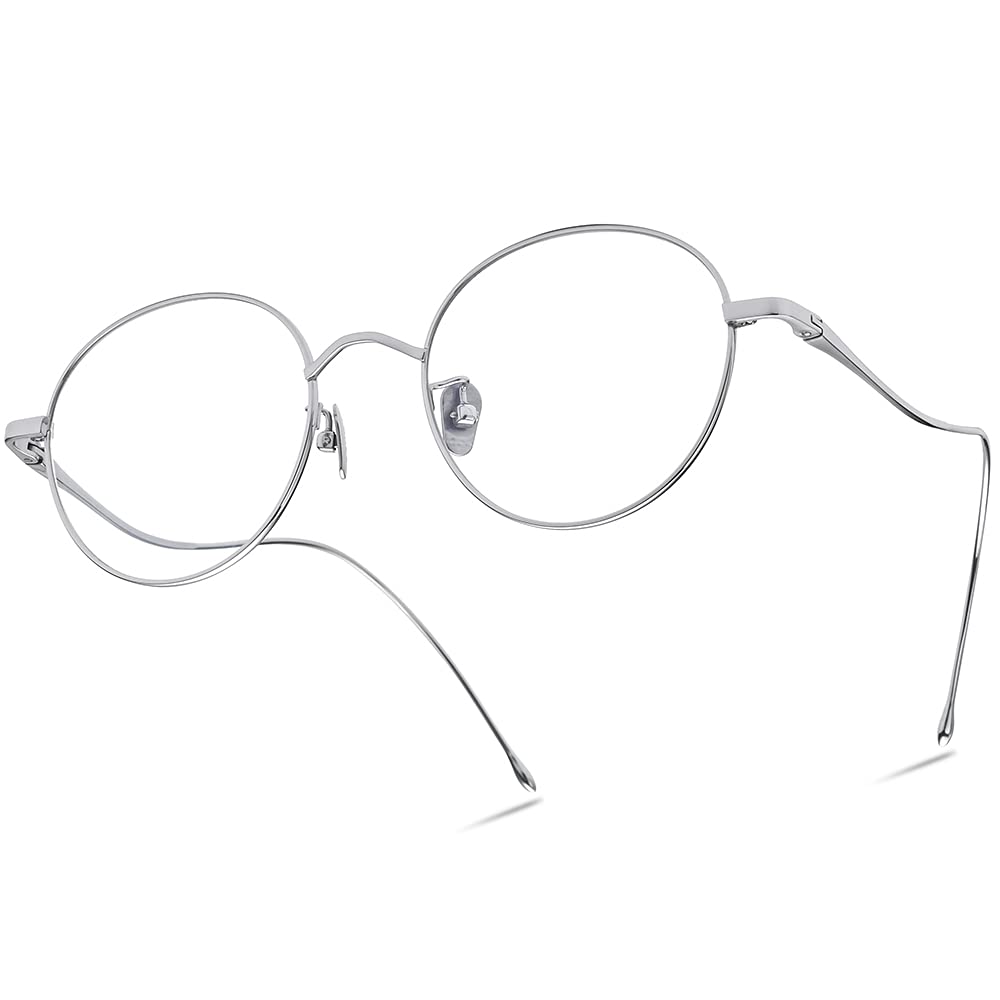 FONEX Titanium Glasses Frame,Round Myopia Optical Eyeglasses for Women 8558