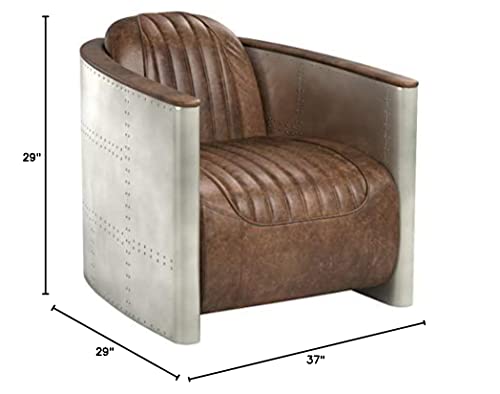 Acme Furniture Ac- Sofa, Retro Brown Tg Leather & Aluminum #TOP7