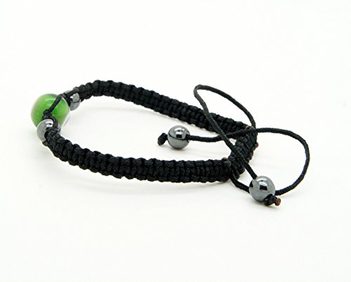 Black Nylon Cord Evil Eye Good Luck Bracelet Glass Colors Adjustable Size Handmade (Green) #TOP2
