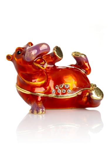 Keren Kopal Glückliches Nilpferd auf seinem Rücken verziert mit Kristallen handgefertigt