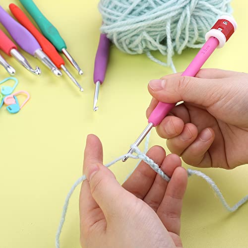 38 Pack Crochet Hooks Set, 13 Pcs 2Mm(B)-10Mm(N) Ergonomic Soft Grip Crochet Handles, Crochet Needle With Storage Case, Crochet Hooks For Arthritic Hands, Extra Long  Knitting Needles #TOP4