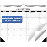 Wall Calendar 2026-2027, Jan 2026 to Jun 2027, 18 Months Calendar 14.7 * 11 Inch, Wall Calendar for Home or Office Planning and Organizing-White