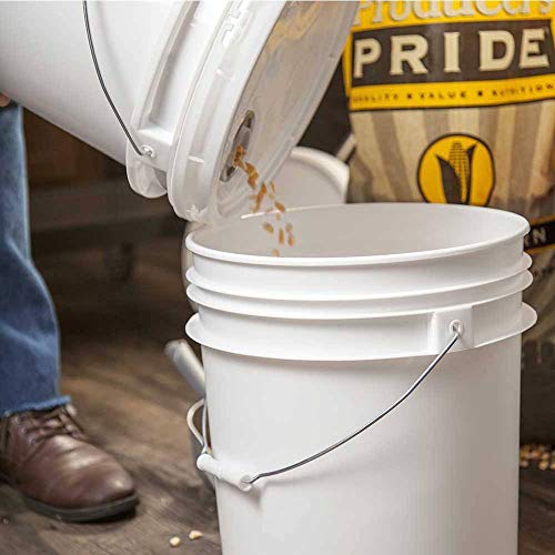 Image of ePackageSupply White 5-Gallon Bucket with Lid | Made in USA | Food Grade | Heavy-Duty Extra Durable Plastic Bucket | Multi-Use Food Grade Buckets with Lids | Easy Stack and Store | BPA Free | 5 Pack | Airtight Gasketed Tear Strip Lid, Heavy-Duty 90 Mil HDPE Plastic Pail, Bulk Storage, Food Safe Durable Container, Made in USA