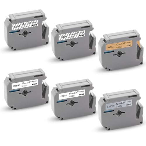 Bild: 6x XemaX Etikettenband Ersatz f�r Brother M-K B�nder M-K131 M-K231 M-K831 M-K931 12mm x 8m Silber Gold Metall Brother MK f�r Brother P-Touch PT-60 PT-65 PT-90 PT-M95 PT-80 PT-100 PT-110 PT-70 PT-85 f�r 18,59 EUR bei amazon.de