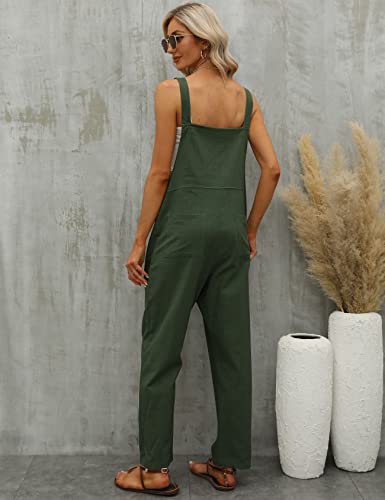 Gihuo Women's Baggy Cotton Overalls Jumpsuit With Pockets (Army Green, Small) #TOP5