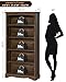 TVU 5-Tier Wooden Bookshelf, 65 Inch Tall Bookshelf with Storage, Floor Standing Modern Style Display Bookcase for Living Room, Office, Study Room, Entryway, Brown