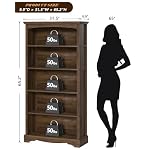 TVU 5-Tier Wooden Bookshelf, 65 Inch Tall Bookshelf with Storage, Floor Standing Modern Style Display Bookcase for Living Room, Office, Study Room, Entryway, Brown - Image 3