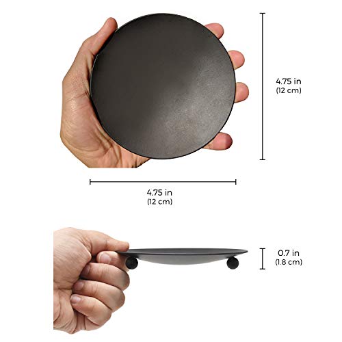 image for gb Home Collection Iron Plate Candle Holder, Black, Decorative Iron Pi