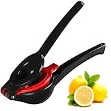 The HomeFlow Co.’s 2-in-1 Lemon & Lime Squeezer, Heavy-Duty Manual Citrus Juicer, High-Extraction Hand Press with Seed Filter, Durable Metal, Dishwasher-Safe, Easy To Use & Clean (Black & Red)