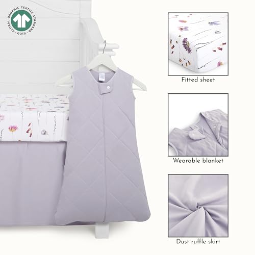 Image of Evolur Be Wild 3 Piece Crib Bedding Set, Machine Washable, Soft and Breathable Toddler Bedding Set, Includes Fitted Sheet, Wearable Blanket and Crib Skirt