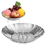 Vicloon Vegetable Steamers Basket for Cooking, Steamer Basket Stainless Steel Folding Vegetable Steamer Insert for Food, Metal Collapsible Pan Steamer Insert for Veggie Seafood Cooking - S