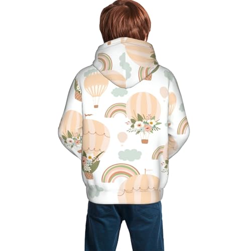 Air Balloon and Flower Kid Hoodies Boys Sweatshirts Girls Pullover with Pocket4