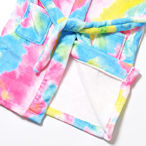 Jxstar Matching Girls&Doll Robe Kids Bathrobes American Girl Plush Fleece Tie Dye Pajamas,Size 6 7 #TOP4