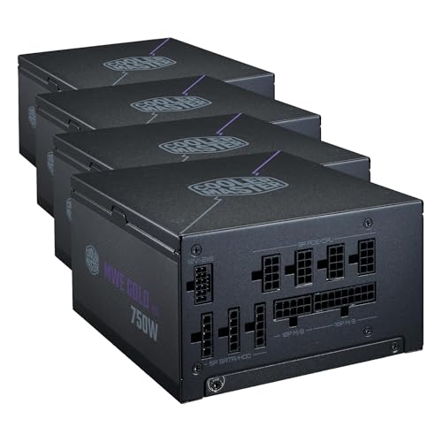 Image of Cooler Master MWE Gold 750 V3 Fully Modular Power Supply- 750W 80+ Gold Certified PSU, Cybenetics Platinum, 90 12V-2x6 PCIe 5.1, ATX 3.1 Support, Low Noise Zero-RPM Mode,10-Year Warranty (Pack of 4)