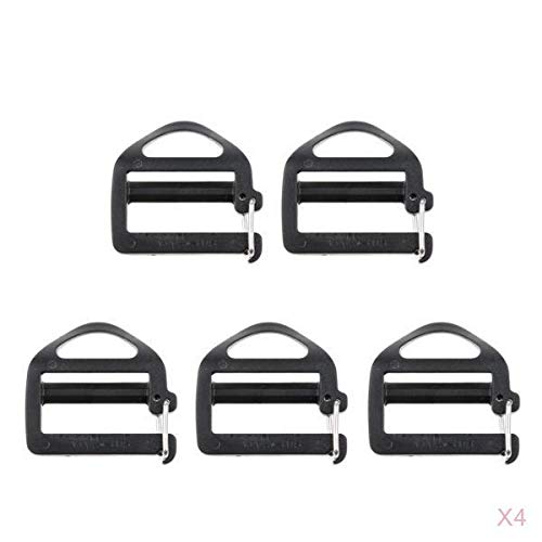 Almencla 20 Unidades de Plástico Corrediças Tri-glide Tiras com Fivela para Mochila Tiras de 1 Poleg