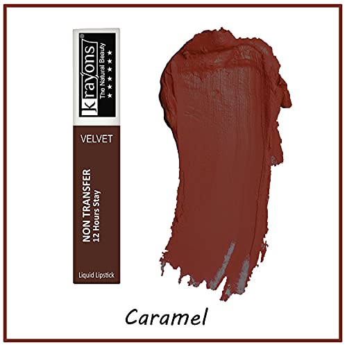 Image of Krayons Insta Dri Sparkling Eyeliner, Black, 7ml And Power Stay Nontransfer 12hrs Stay Matte Liquid Lipstick, Caramel, 4ml