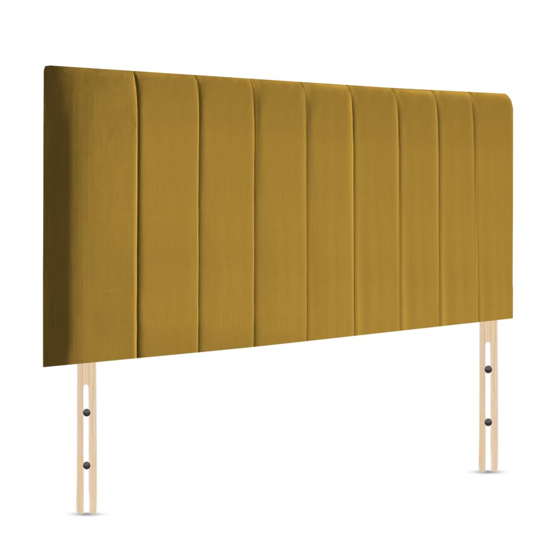 Elixir Furniture Portland Handmade Divan Headboard – 4ft Small Double | 24-Inch Tall | Plush Velvet in Turmeric | Elegant Padded Design (Turmeric, 4ft Small Double Height-24inch)