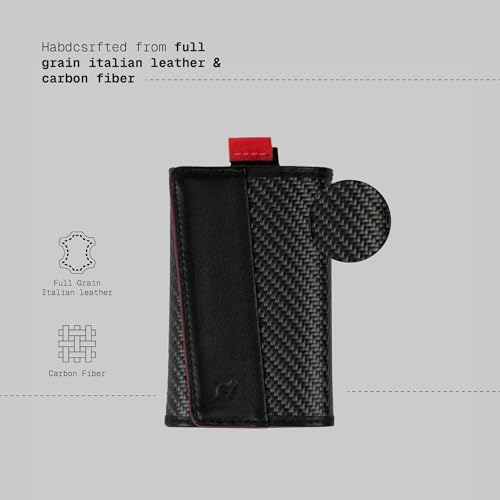 The Frenchie Co. - Speed Wallet - Ultra-Slim Carbon Fiber & Full-Grain Italian Leather - RFID Blocking Front Pocket Wallet with Quick-Access Pull Tab - Holds up to 8 Cards3