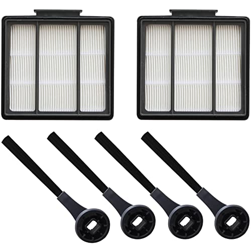 Aolleteau 2 HEPA Filters and 4 Brushes Replacement for Shark IQ RV1001AE RV1000 RV1001 Robot Vacuum, Also Fit Shark RV1000 Series, RV912S, RV913S, AV1002AE, AV911S, UR1000SR, UR1005AE, QR1000 Series
