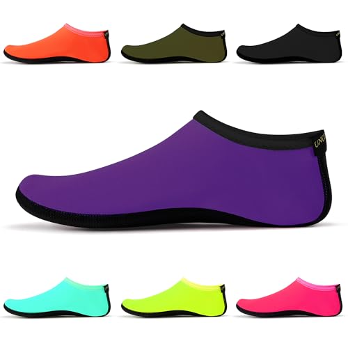 Uncle Paul Wassersocken Unisex-Indoor-Yoga-Socken Barfuß-Wasserschuhe Strand Surfen Tauchen Heim-Slipper Pool für Kinder und Erwachsene Lila EU Größe 30 5 bis 33 SWA15PUXS