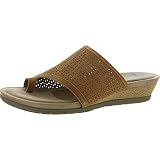 Earth Origins Sandales à enfiler pour femme avec perles, marron (cognac), 37 EU
